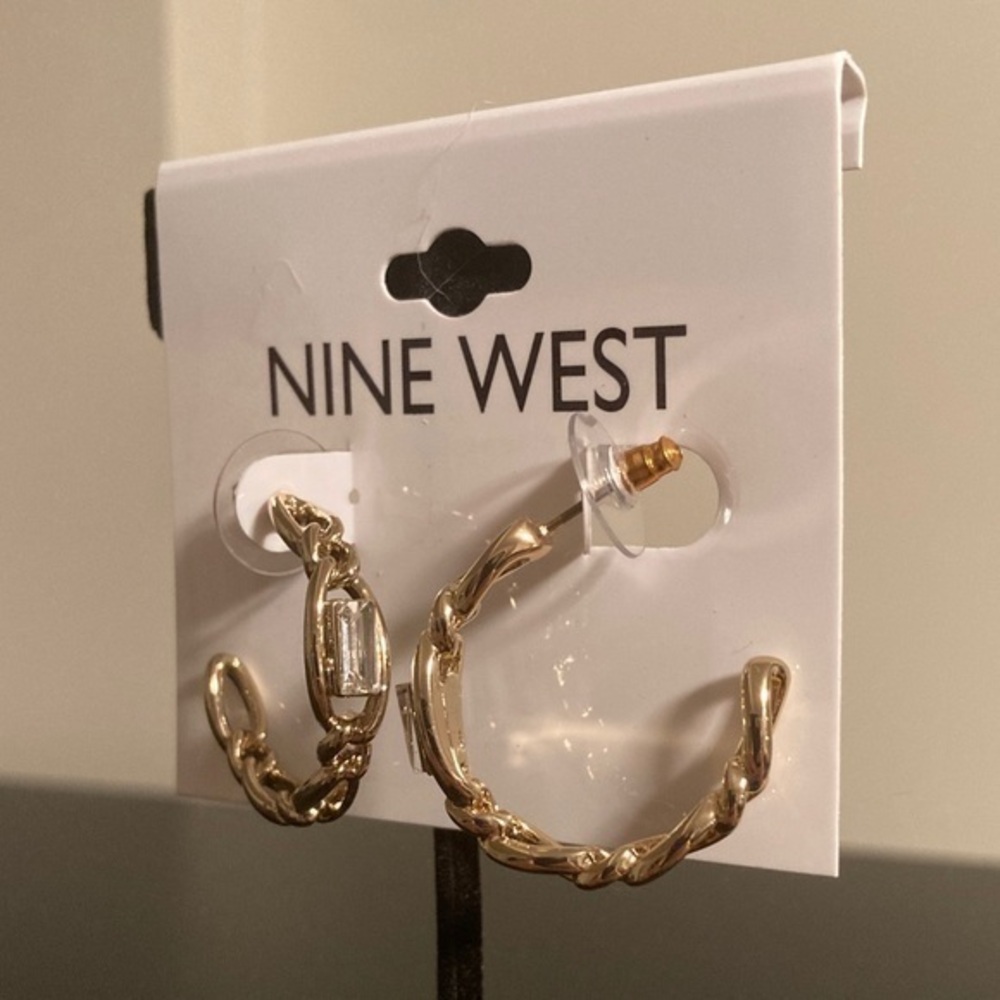 Nine West Twisted Gold Hoop Earrings